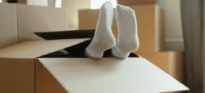 White socks on white paper.