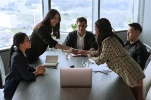 People on a meeting.