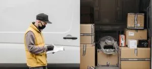 Man checking items.