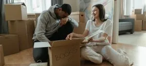 A couple packing items