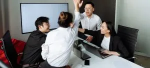 Office colleagues having a productive meeting