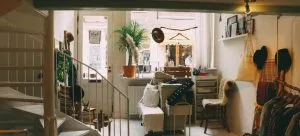 A messy house with items better off in storage.