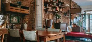 A cluttered living room