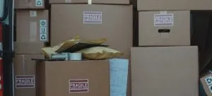 boxes with fragile labels