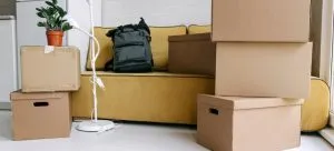 Packed moving boxes for international shipping
