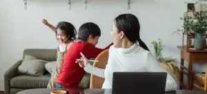 mom with kids