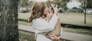 Girl and his pet prepare for moving
