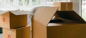 Packed moving boxes