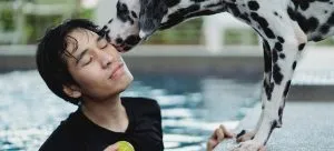 a man with a dog