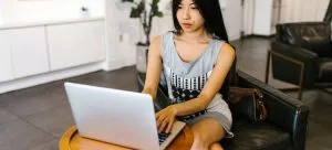 a girl with laptop