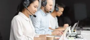 people working in a call center