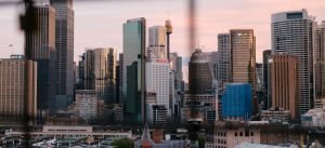 View of tall city buildings in Sydney, Australia