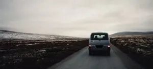 A van on the road.