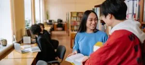 Students talking.