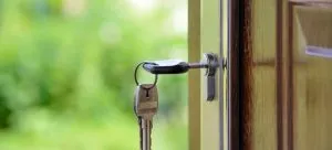 A key on a key hole.